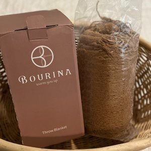 NIB BOURINA TEXTURED KNIT THROW BLANKET 50X60 in ALMOND